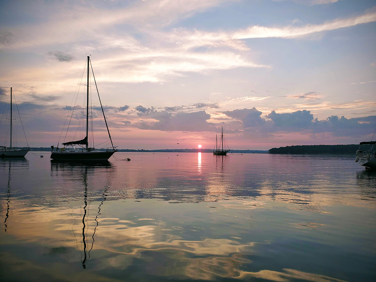 Boats at anchor on the Chesapeake Bay